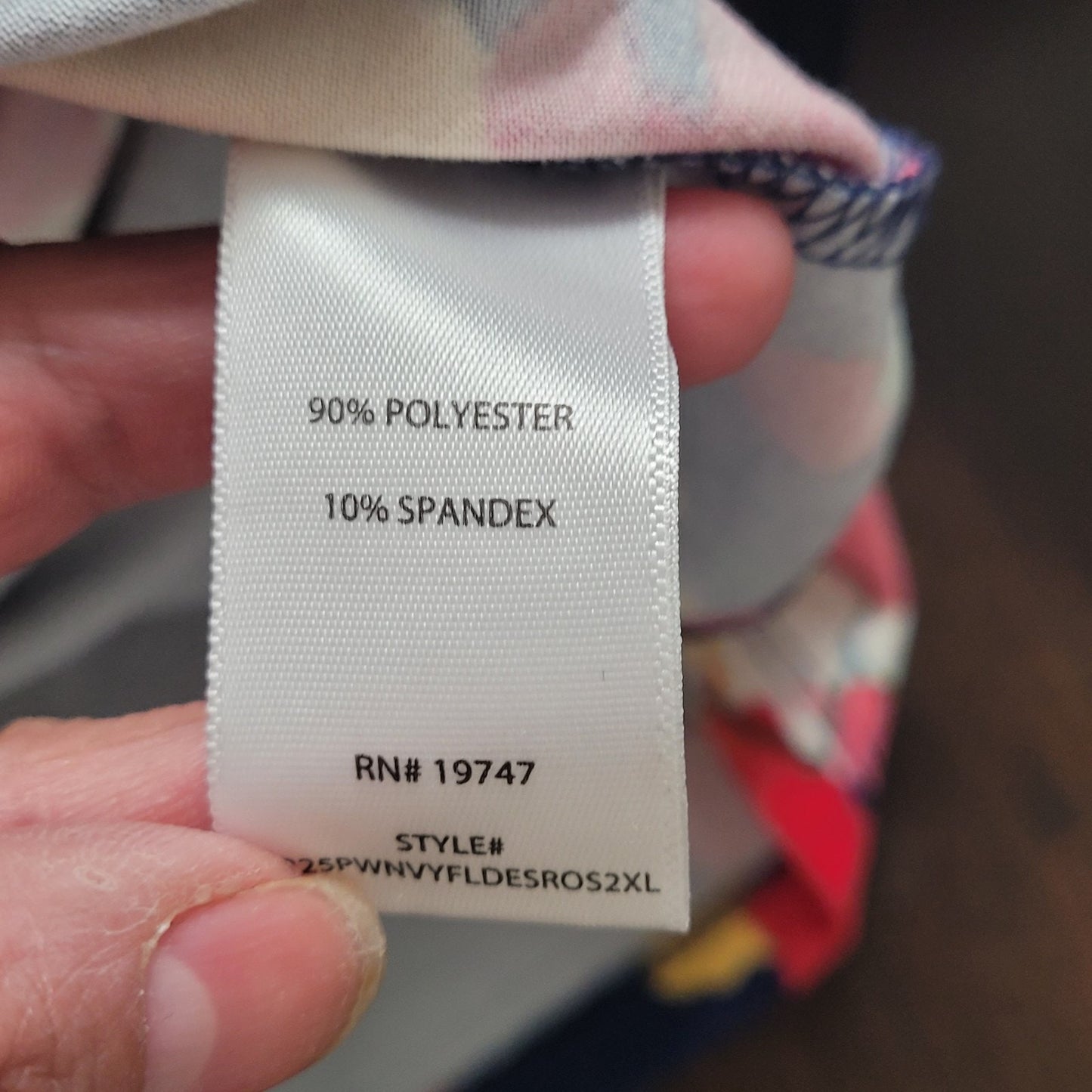 Pioneer Woman Women’s XXL Top Navy Floral V Neck 3/4 Sleeve Stretch VGUC