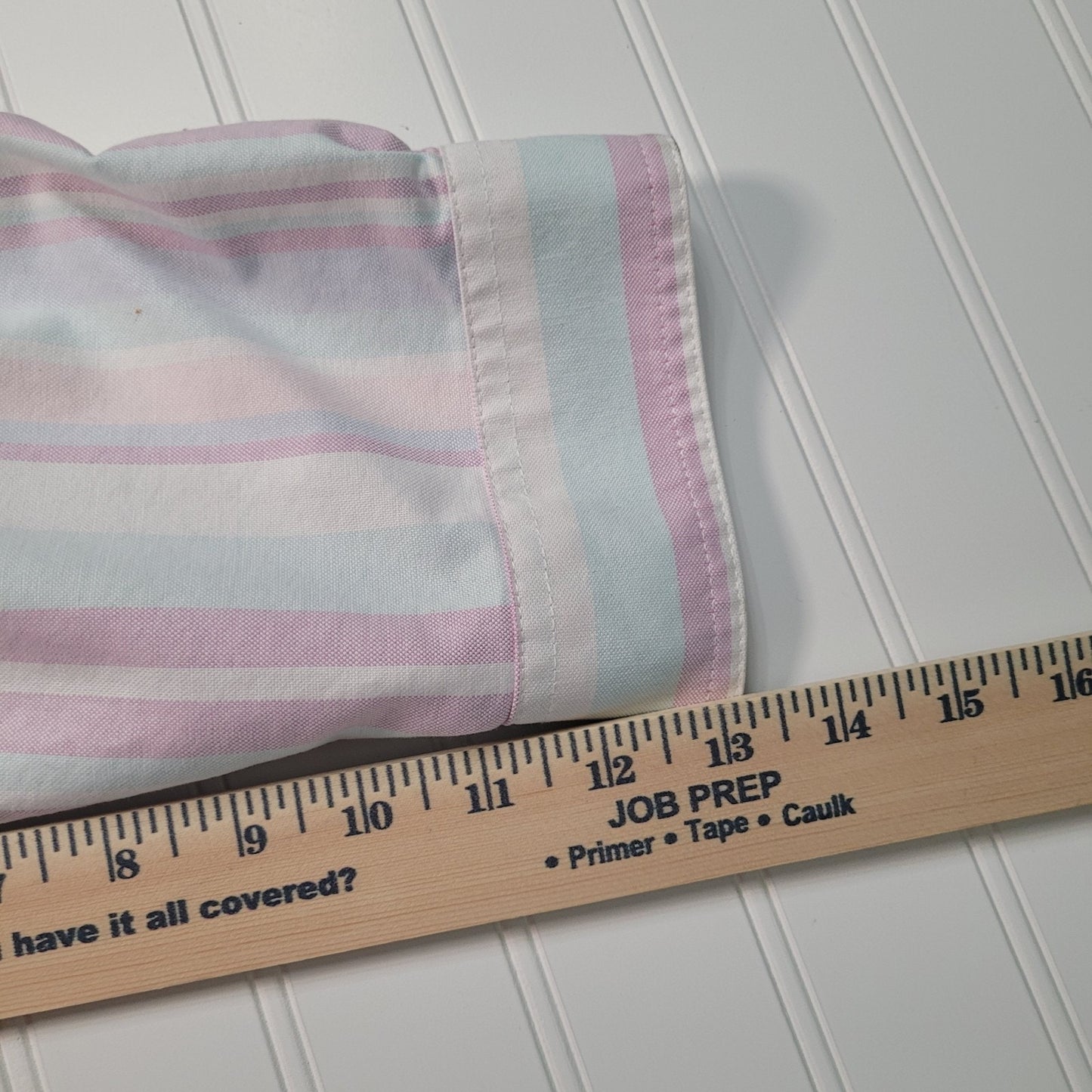 L.L. Bean Womens Medium Cotton Button Up Shirt Pastel Stripe 3/4 Sleeve Preppy