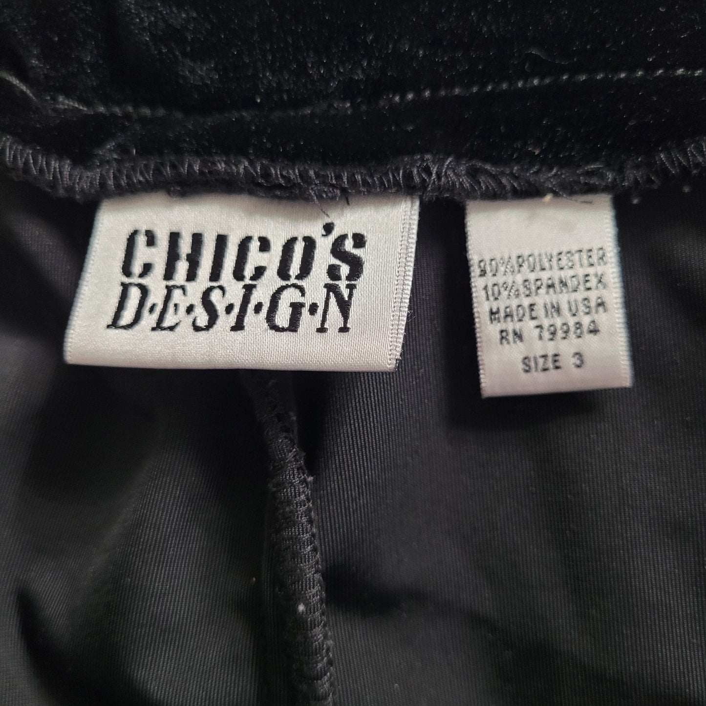 Chico’s Travelers Women’s Black Velvet Pants Size 3 XL Pull On No Tummy