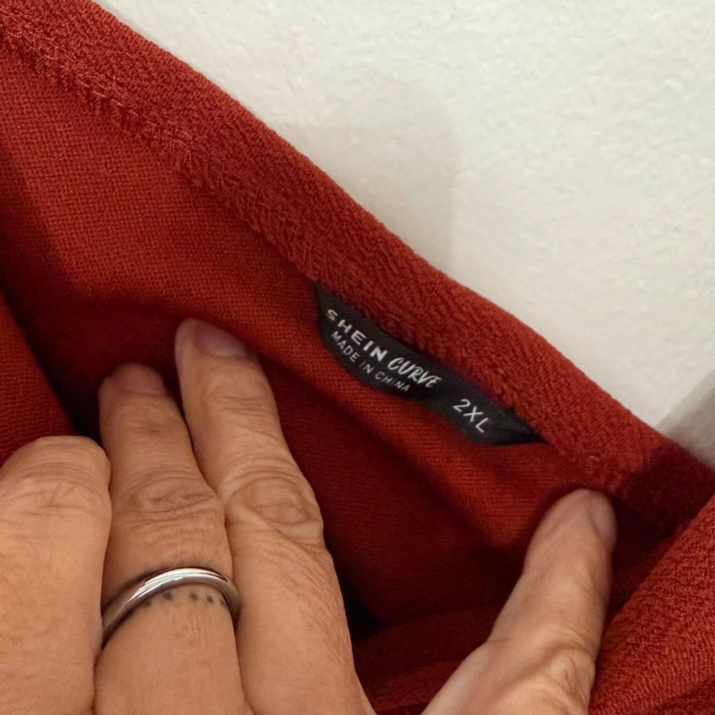 Brick Orange Shein Curve 2XL Boho Peasant Blouse