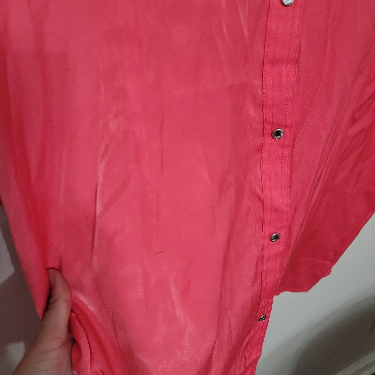 Vintage Wrangler Western Shirt Pink Embellished Longhorn Cactus Sequin Beaded