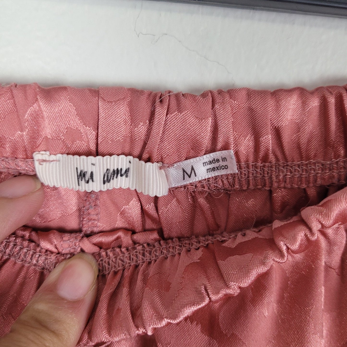 Francesca’s Womens M Leopard Print Satin Sleep Set Pink Ruffle Shorts Cami Sexy