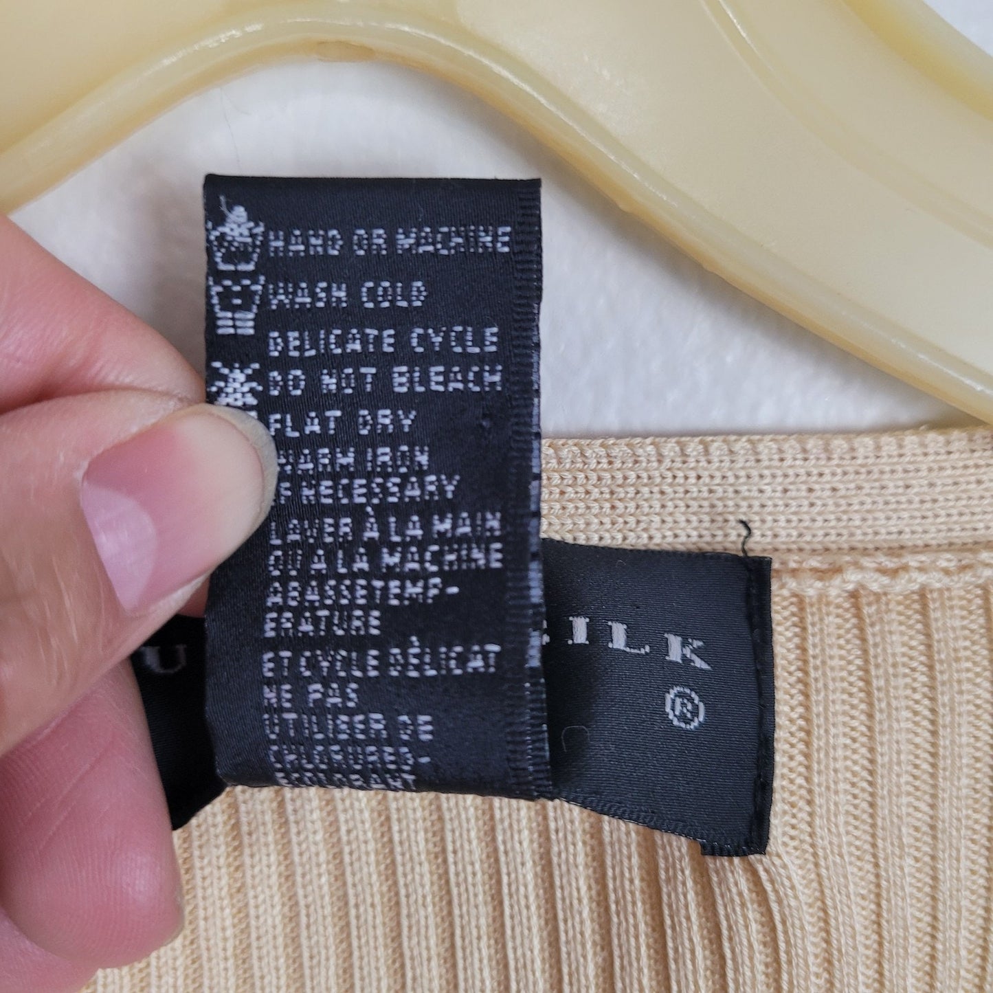 August Silk Womens XL 100% Silk Cardigan Tank Set Soft Yellow Ribbed Grandmacore