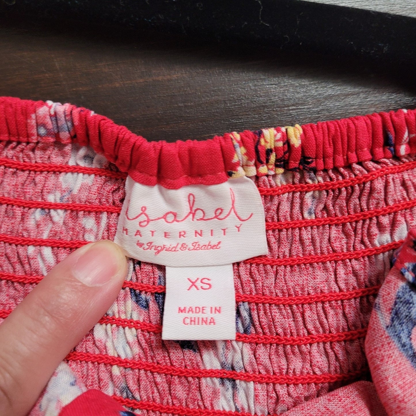 ISABEL MATERNITY RED FLORAL PRINT SMOCKED MAXI DRESS - SIZE XS