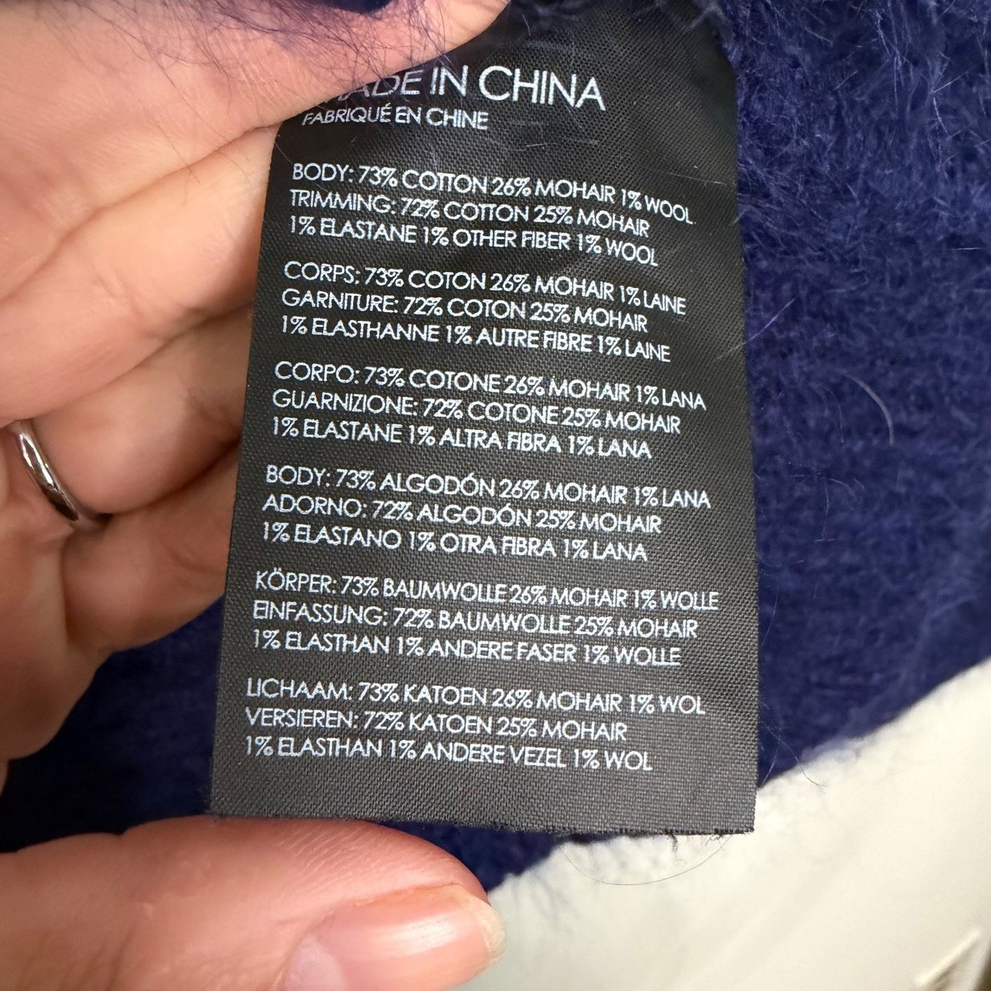 Club Monaco Ralph Lauren Women’s Luxe M Blue Purple Mohair Wool Blend Sweater