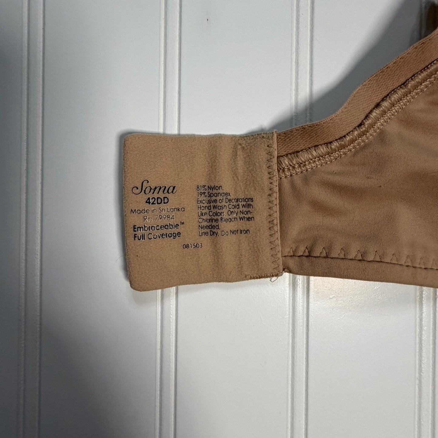 Soma Women’s Memorable Full Coverage Underwire Bra Beige Size 42DD