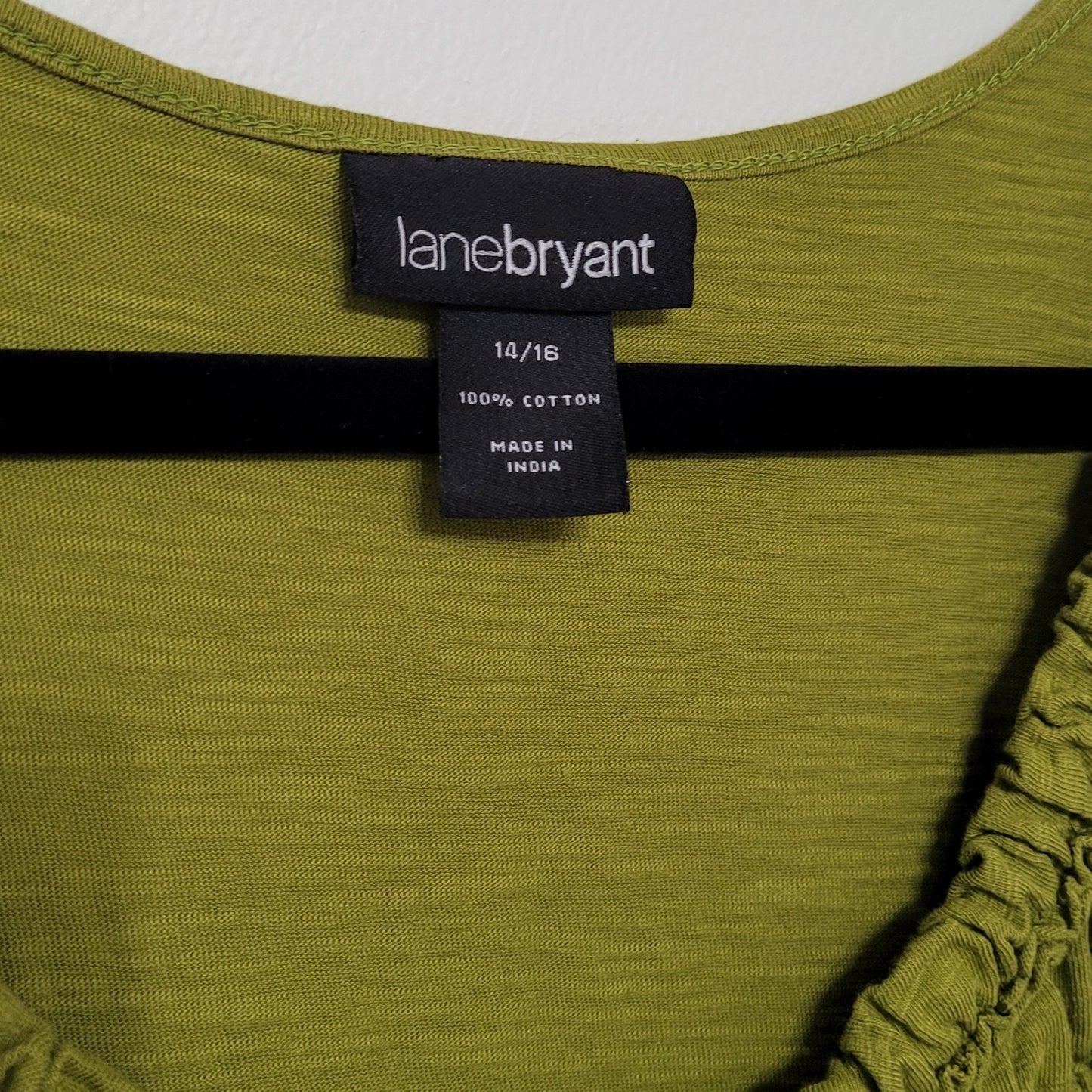 Lane Bryant Dress Size 14/16 Olive Green Ruffle Neck Sleeveless Boho