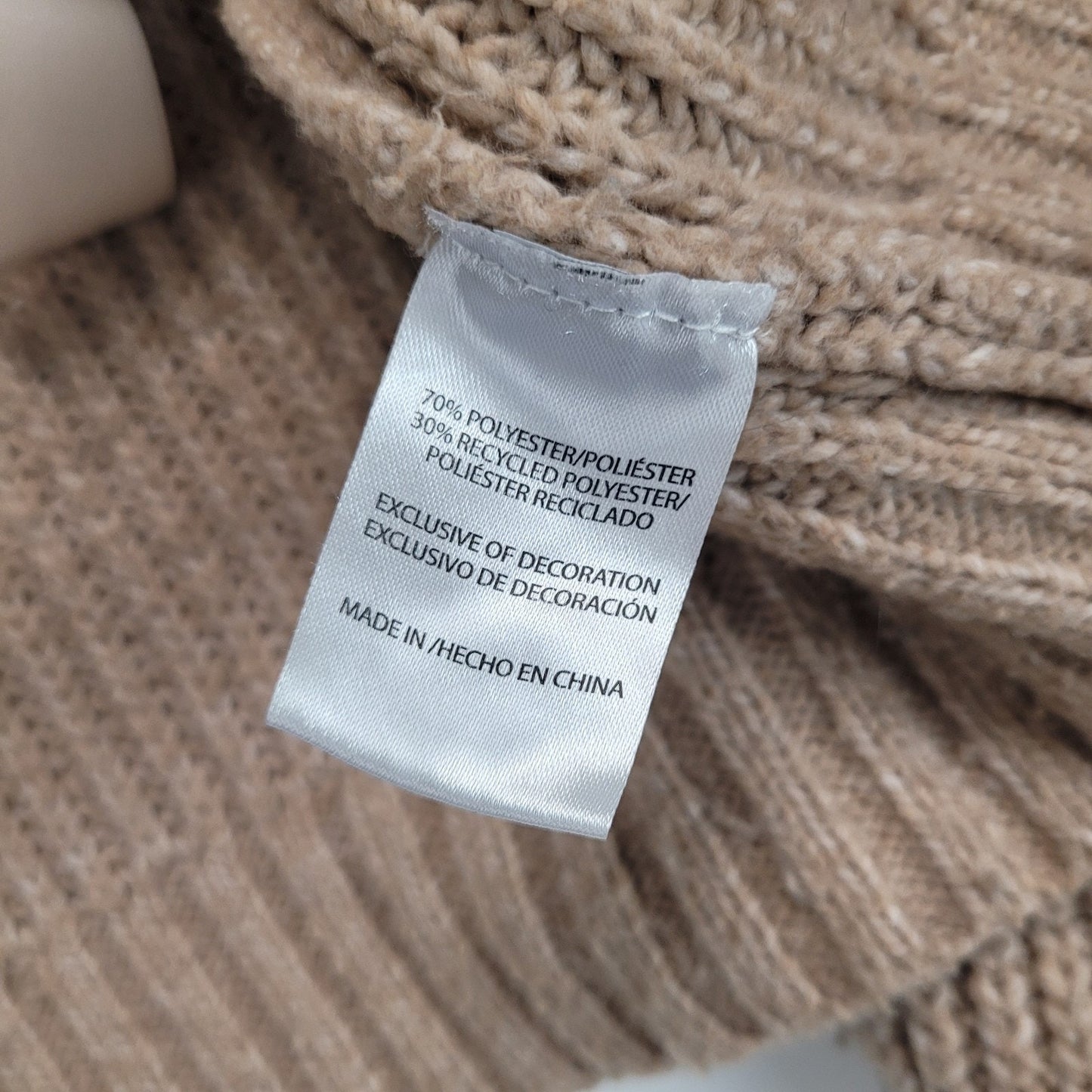 Love Knits Womens Large Tan Cardigan Sweater Ribbon Lace Up Detail Chunky Knit