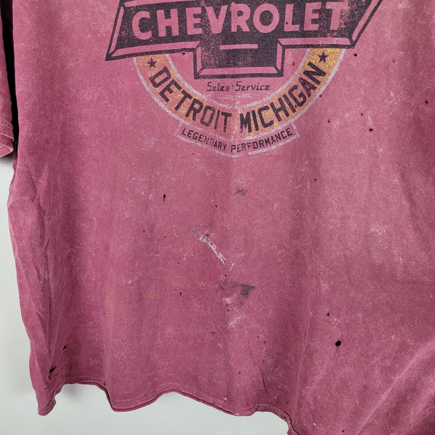 General Motors Men's T-Shirt Sz XL Red Wash Chevrolet American Made Short Sleeve