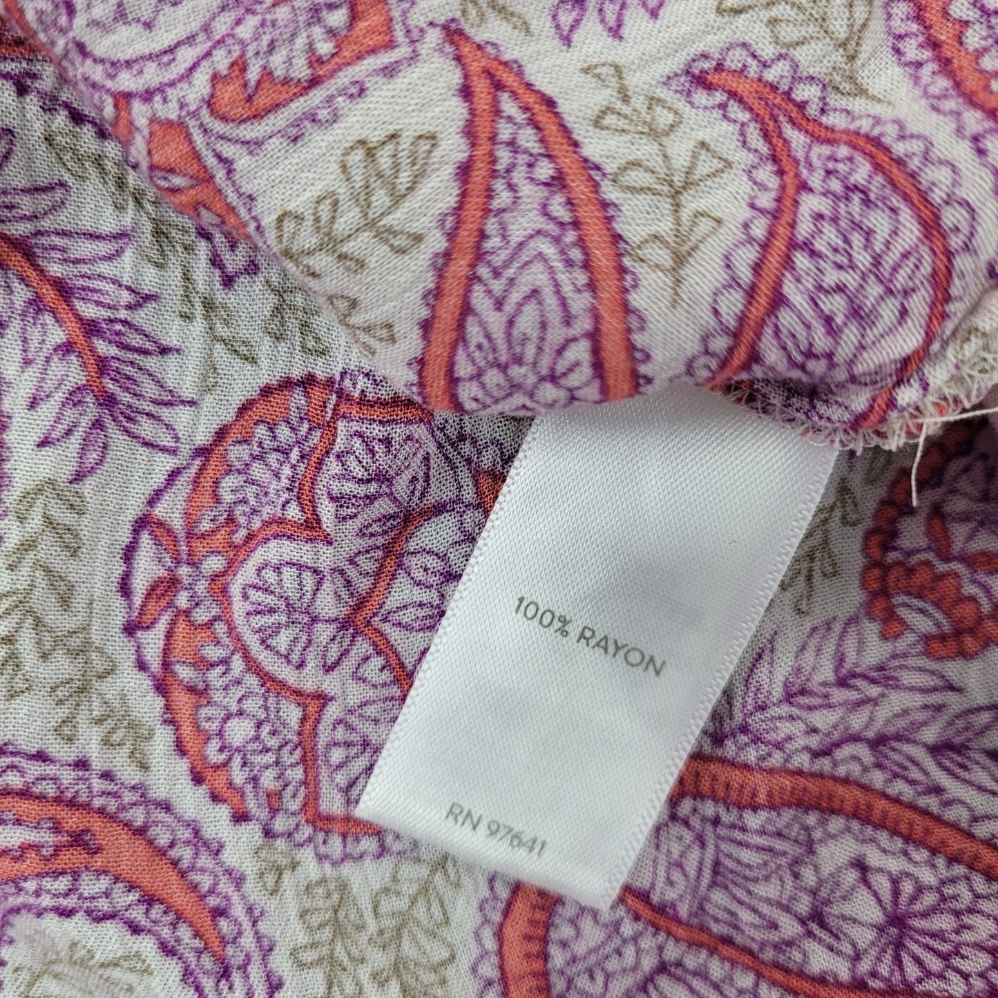 J.Jill Womens S Petite Blouse Pink Paisley Ruffle Short Sleeve Top