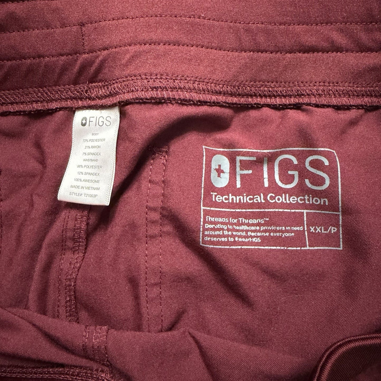 Figs Scrub Pants Womens XXL Burgundy Livingston Basic Bottom Nursing Medical