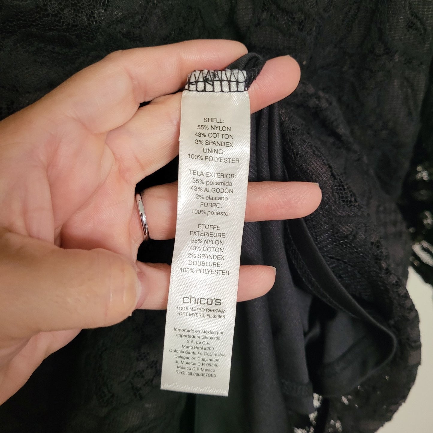 Chico's Black Cold Shoulder Poplin Sleeve Knit Top Size 3 XL/16-18