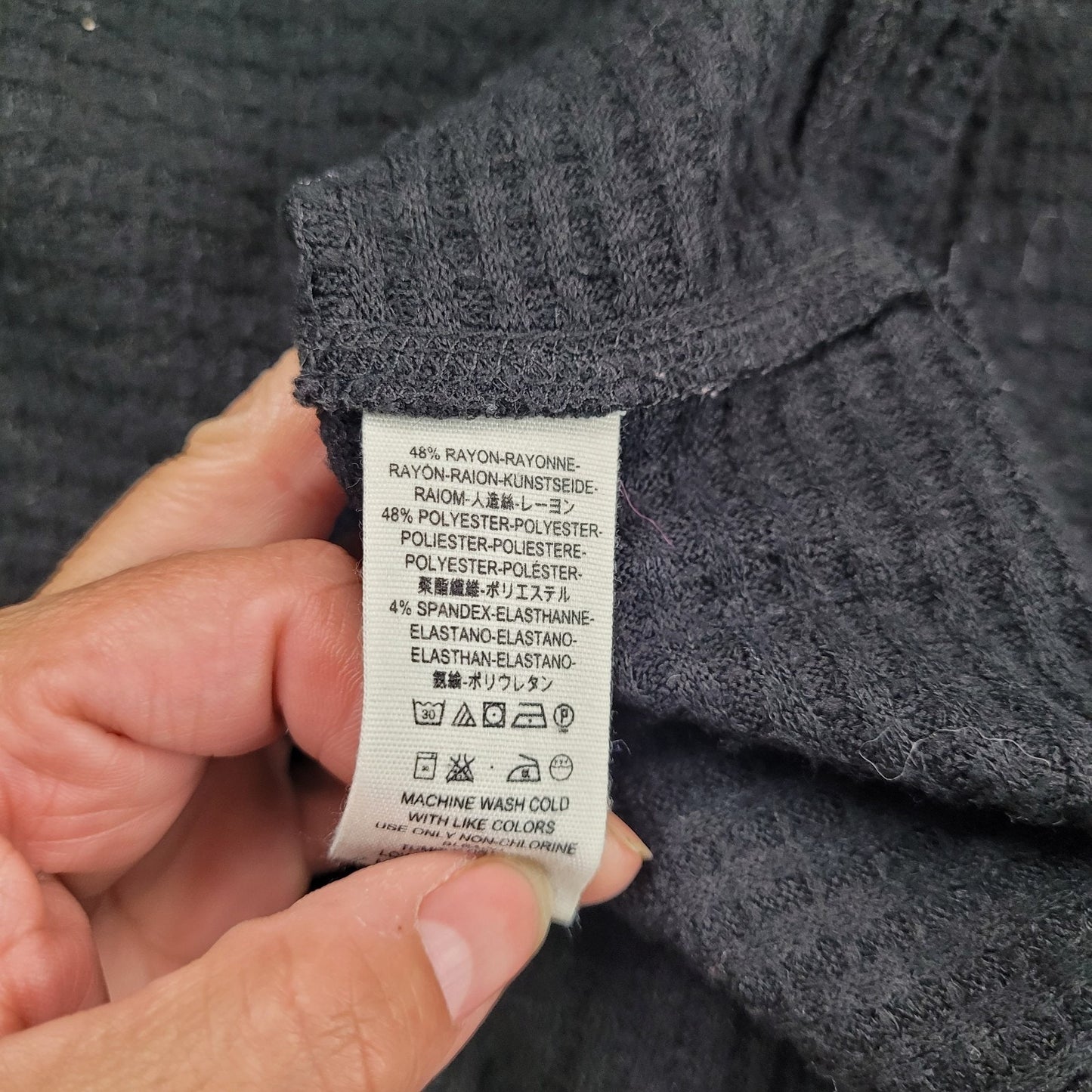 We the Free Women’s S Black Waffle Knit Funnel Neck Tunic Top Oversized GUC