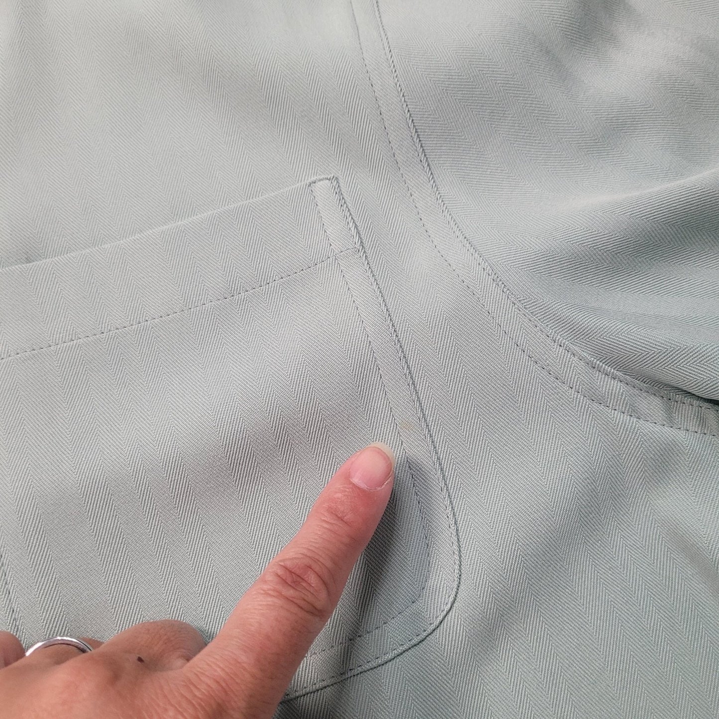 Island Republic Womens Medium Seafoam Blue Silk Short Sleeve Button Up Shirt