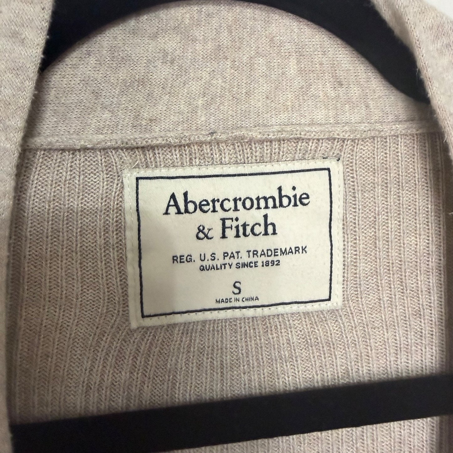 Abercrombie & Fitch Womens S Zip Cardigan Tan Knit Sweater Grandpa Y2K
