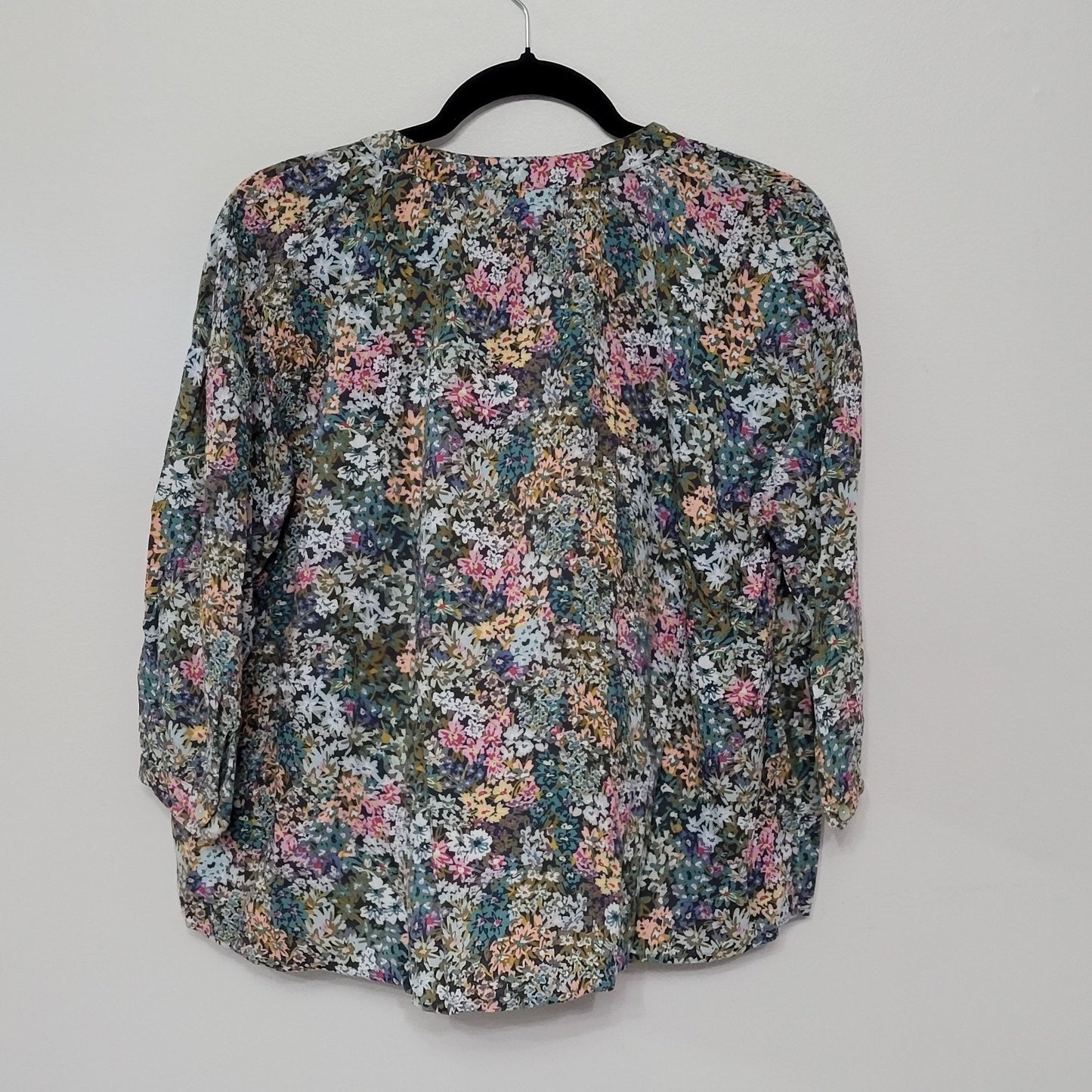 J. Jill Women’s Small Floral Blouse 3/4 Sleeve Rayon Top Multicolor