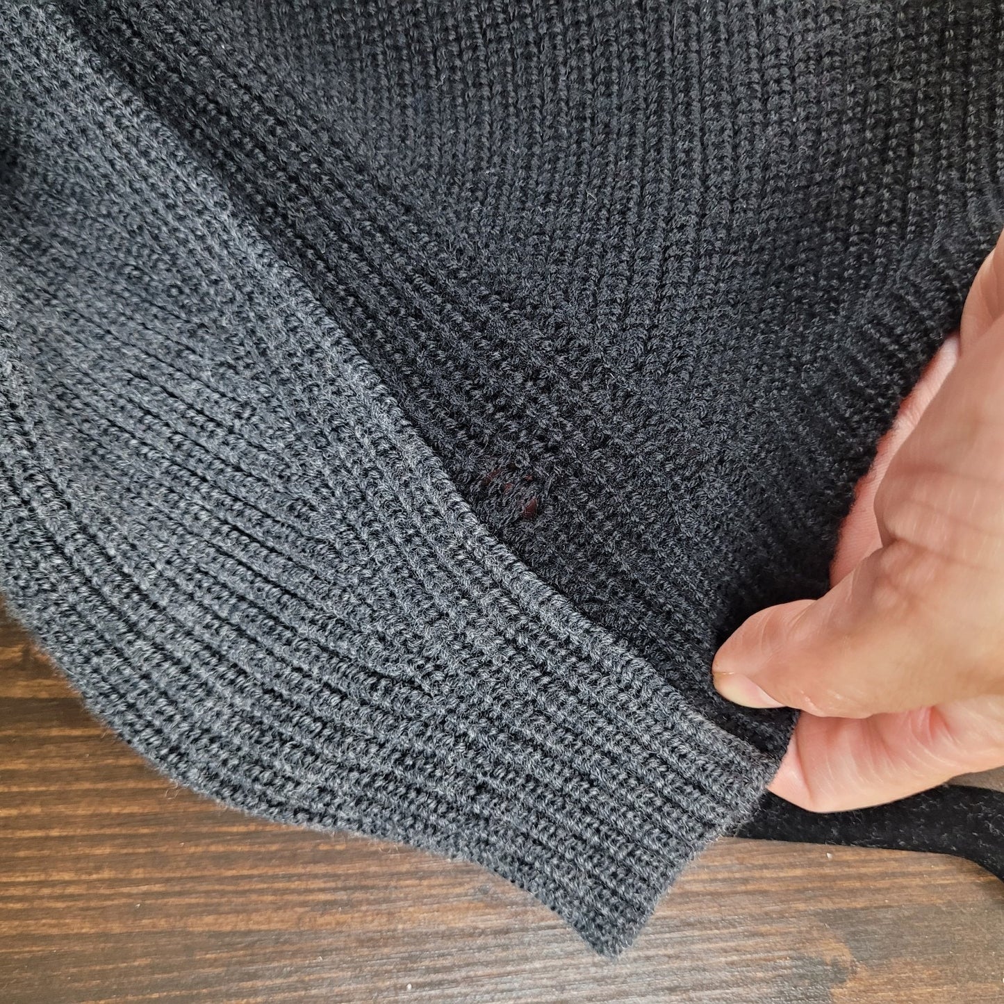 Eileen Fisher Women’s XL Extra FineMerino Wool Sweater Dress Black Grey Rib Knit