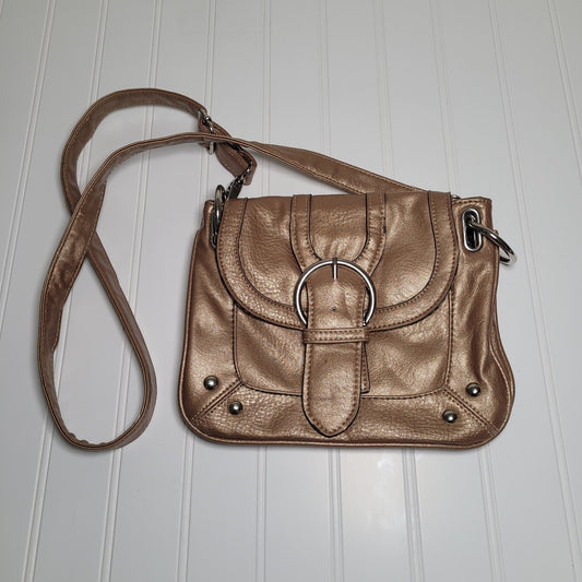 Mondani NY Tan Faux Leather Crossbody Bag Y2K Buckle Studded Western Boho