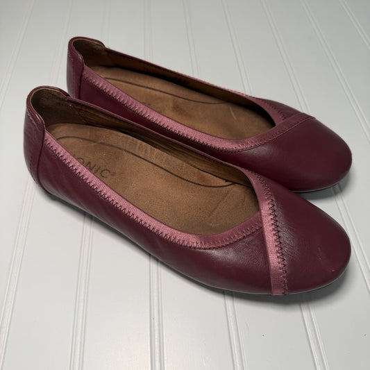 Vionic Caroll Ballet Flats Womens Size 7 Shiraz Wine Leather Slip On Comfort