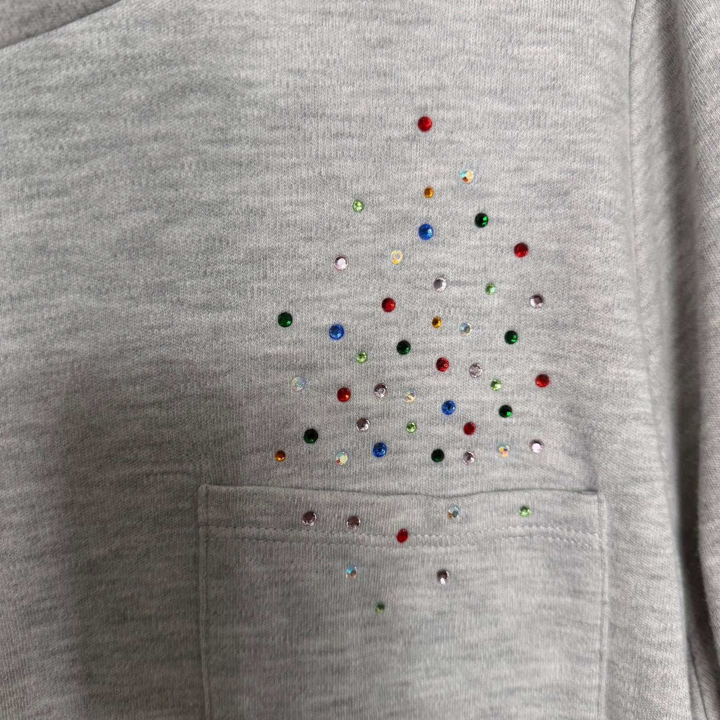 Quacker Factory by Jeanne Bice Womens 2X Rhinestone Pocket Gray Sparkle Top