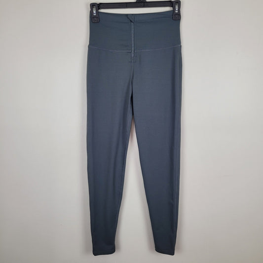 Kyodan Womens XS Leggings Gray High Waist Zipper Athleisure Yoga