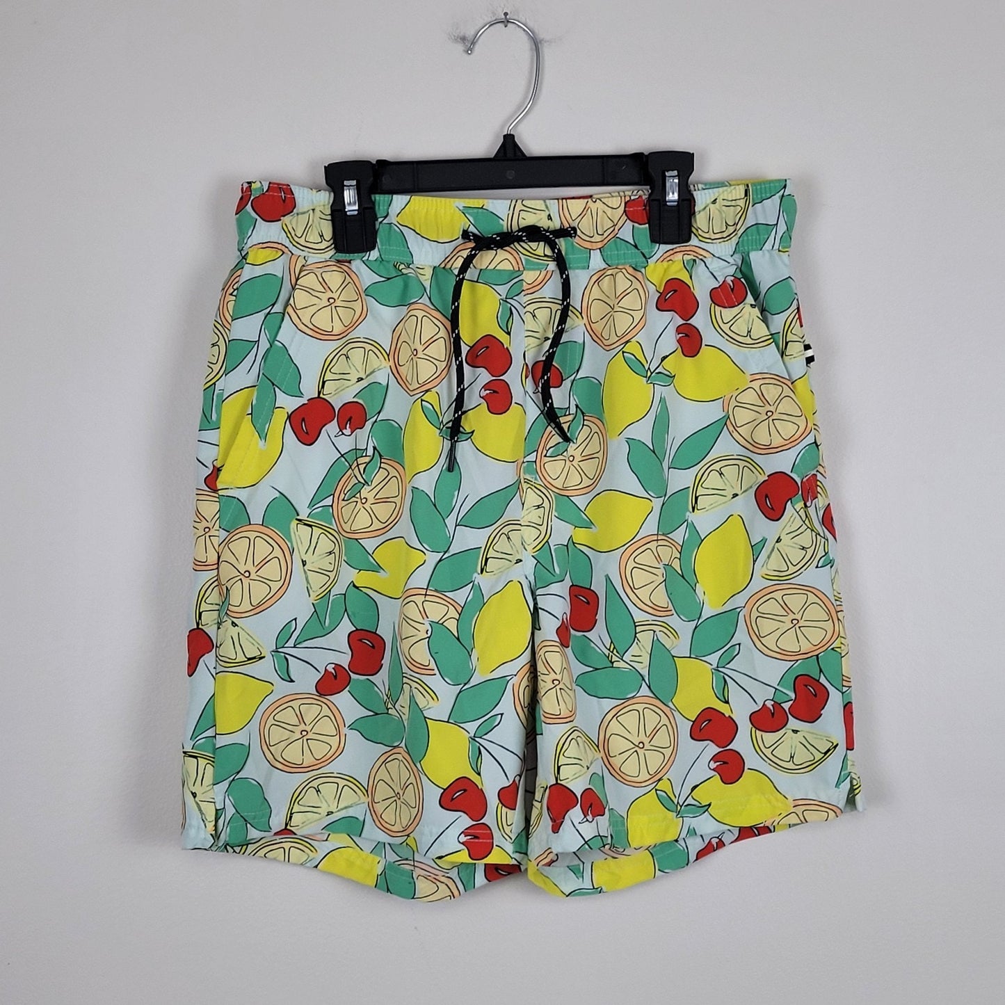 Edgar + Ash Men’s Small Swim Trunks Board Shorts Lemon Cherry Print