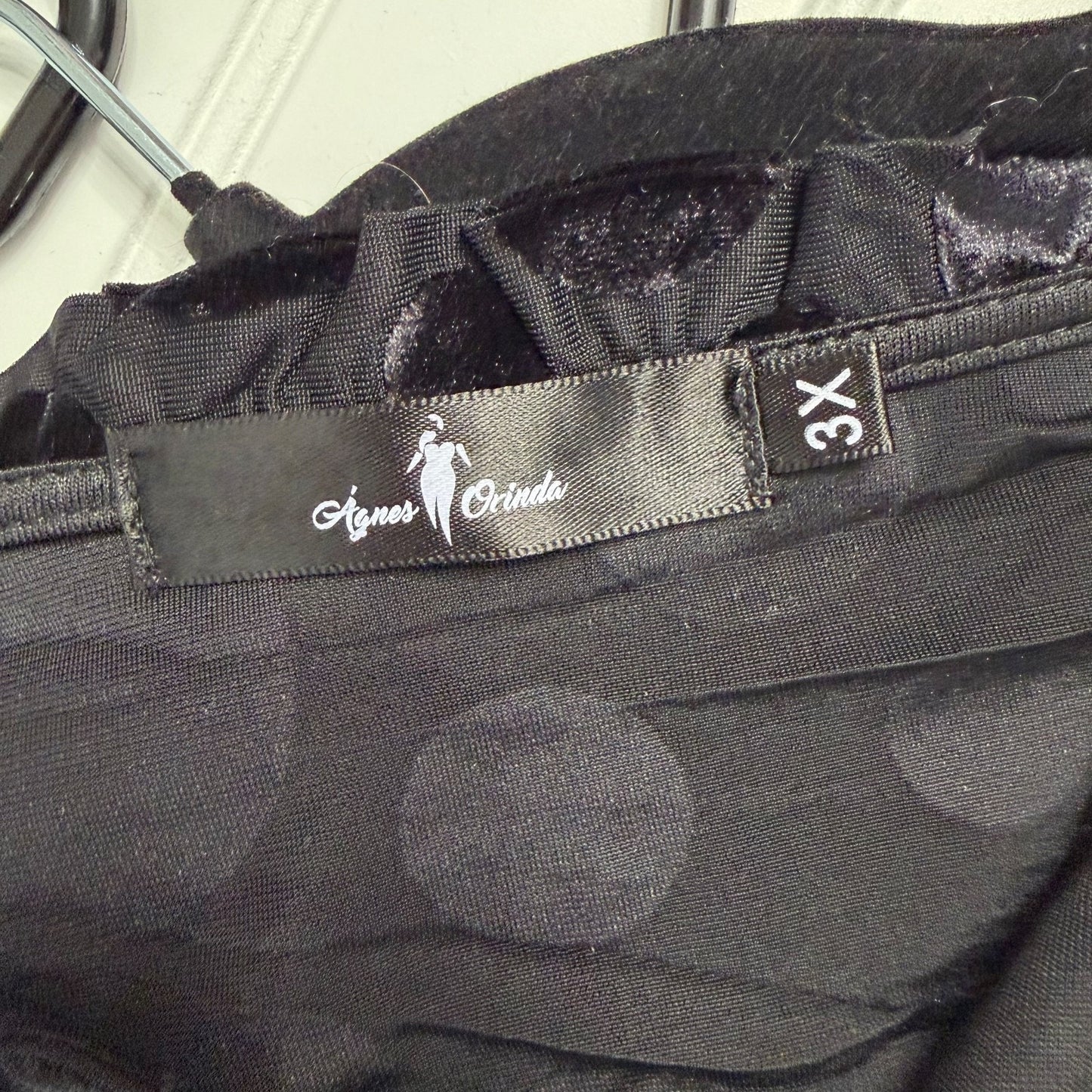 Agnes Orinda Women’s 3X Black Polka Dot Tunic Top Velvet Flock Surplice Sleeve