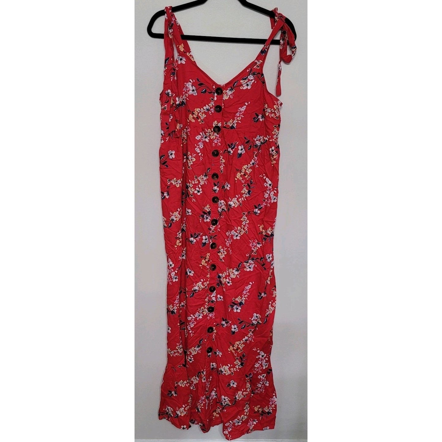 ISABEL MATERNITY RED FLORAL PRINT SMOCKED MAXI DRESS - SIZE XS