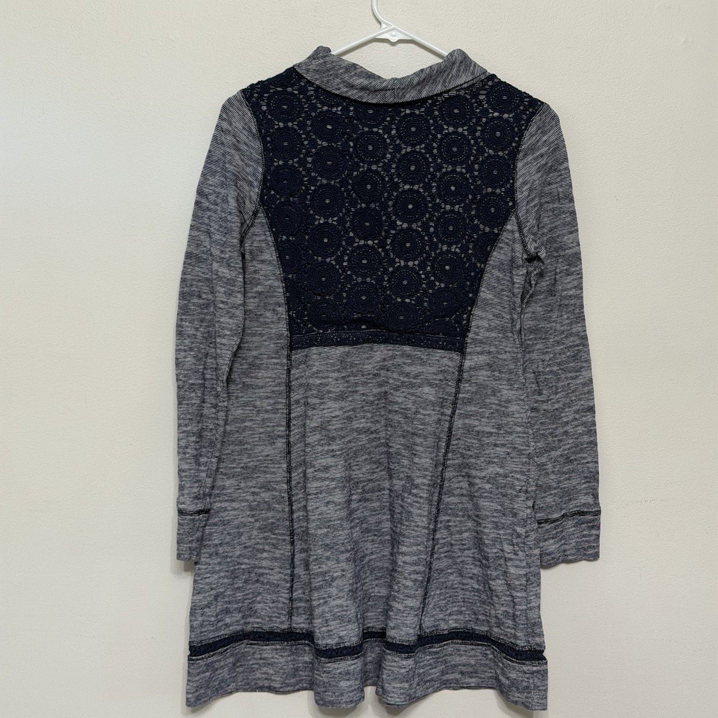 Anthropologie Saturday Sunday Gray Cowl Neck Crochet Trim Swing Dress