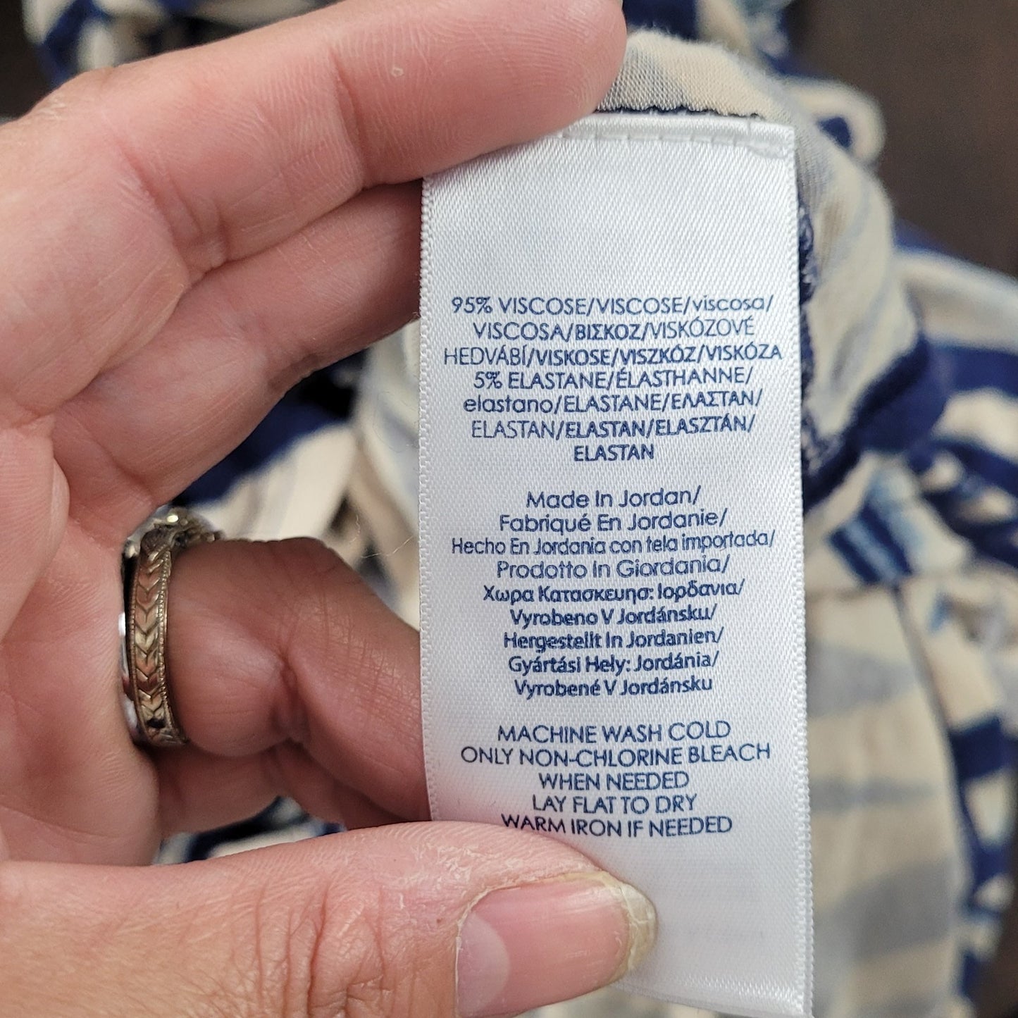 Chaps Women’s 3X Dolman Sleeve Knit Top Navy Tan Zebra Print