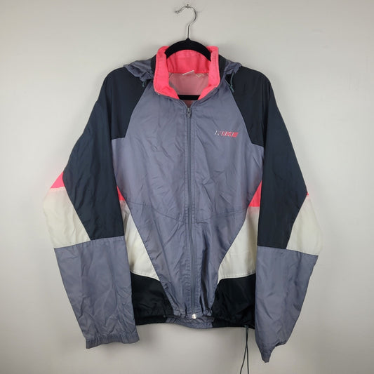 Vintage Nike Mens Large Windbreaker Jacket 90s Colorblock Hooded Zip Up