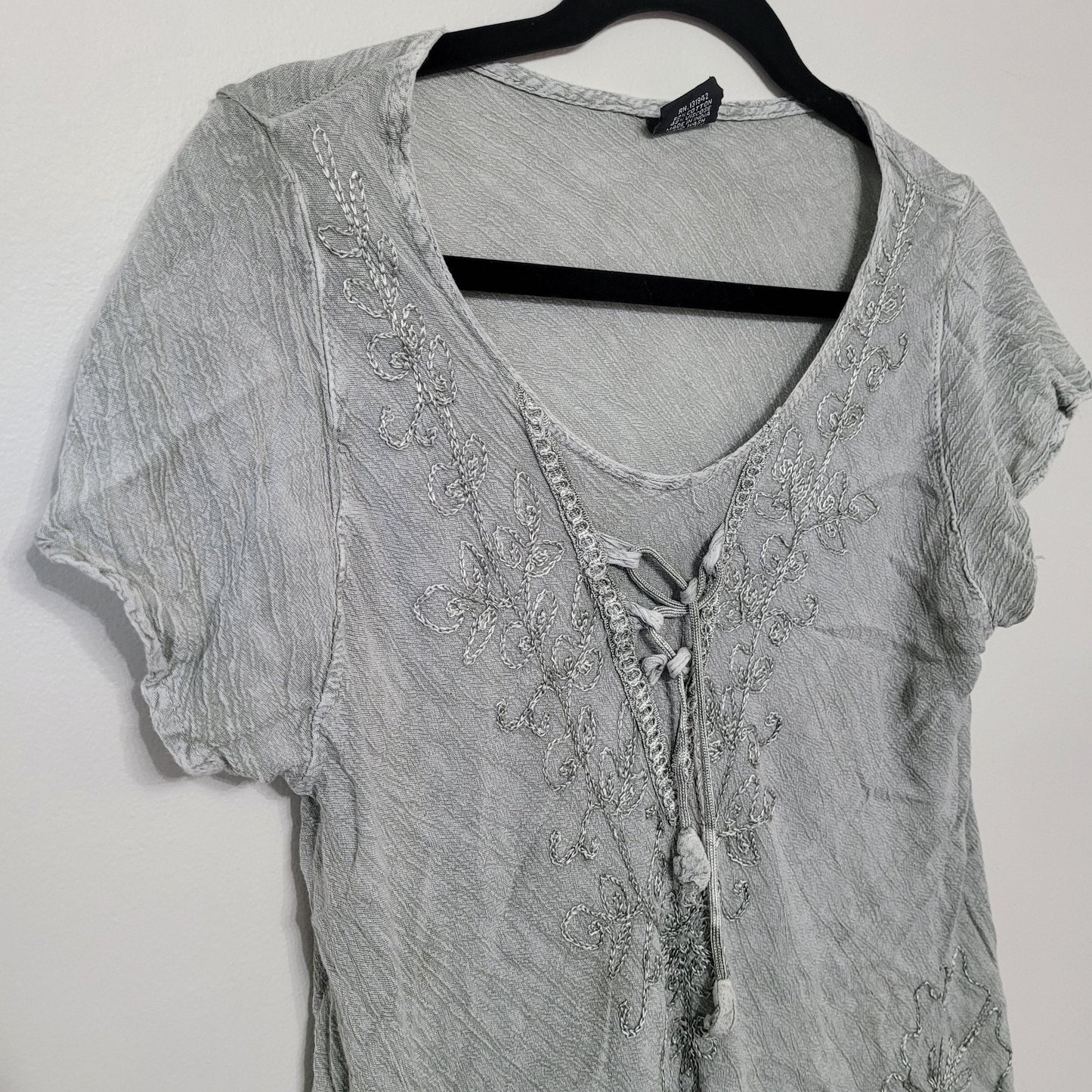 Fashion Force Women’s Gray Handkerchief Hem Dress Free Size Short Sleeve GUC