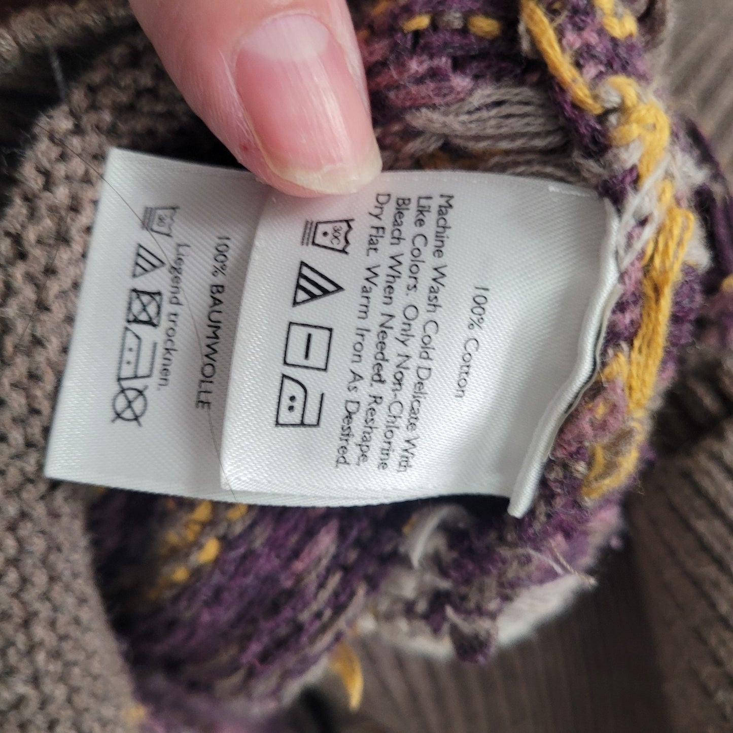 Eddie Bauer Mid Length Chunky Multicolor Knit Fair Isle Sweater Size Small