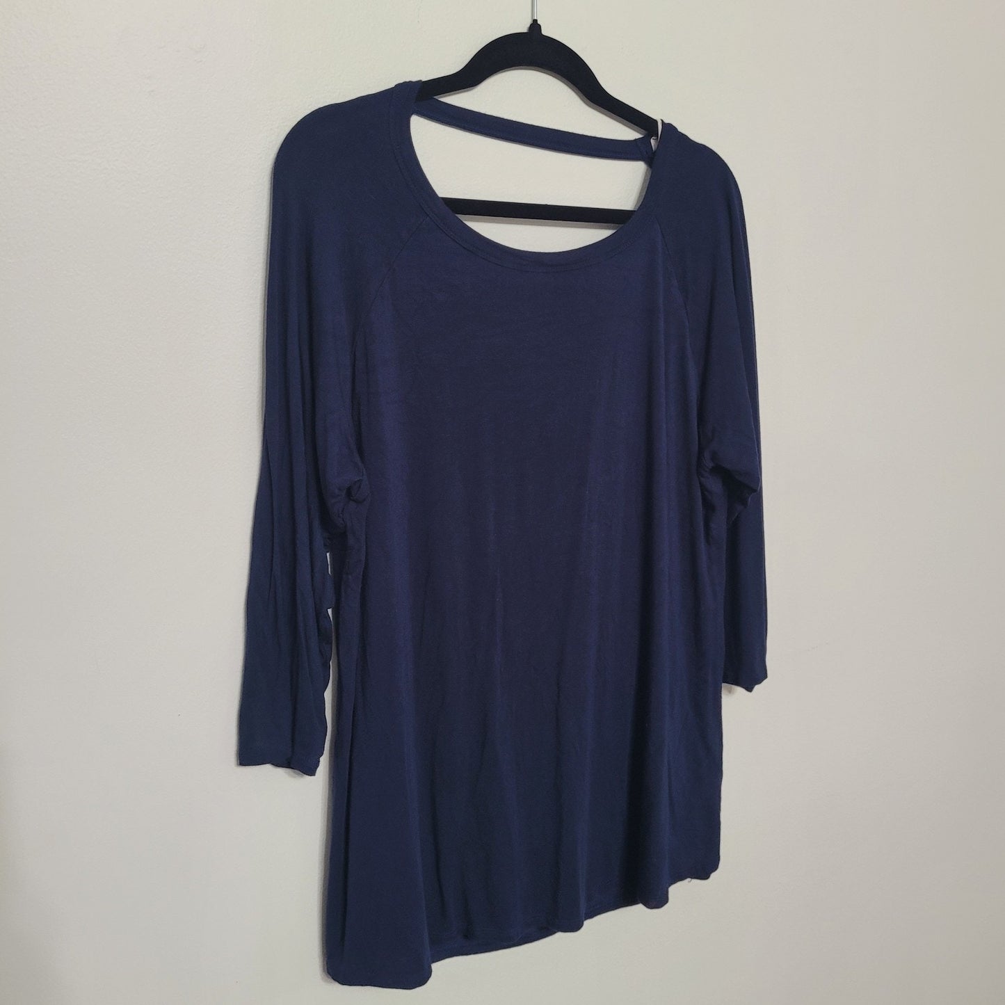 Soft Surroundings Women’s 2X Navy Britannia Draped Back Rayon Top EUC