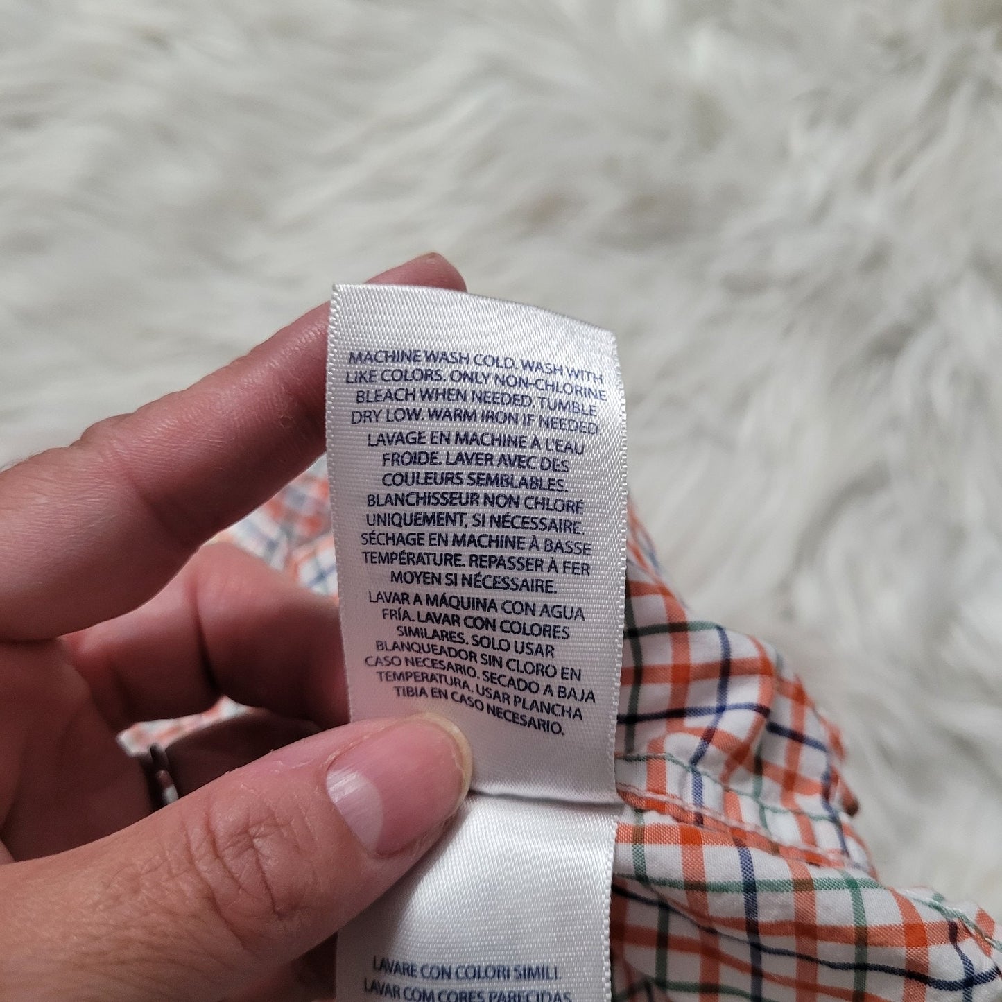 Ralph Lauren Polo Boys Dress Shirt 3T Orange Blue White Gingham Long Sleeve