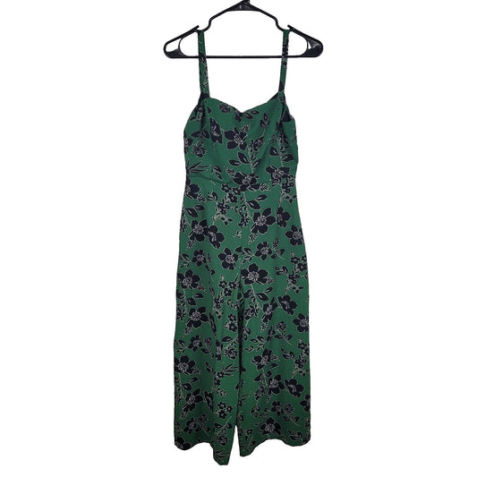 Lulus Lush Womens Small Green Floral Cropped Wide Leg Sleeveless Jumpsuit Fairy