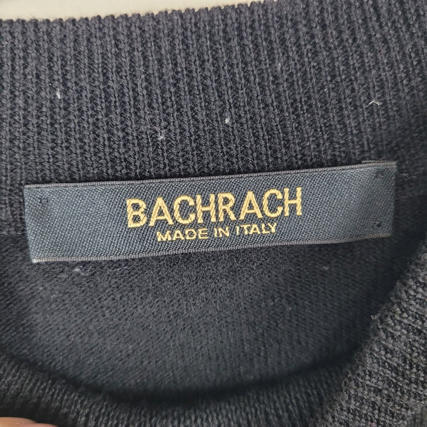 Bachrach Mens XXL Black Mock Neck Sweater 100% Merino Wool Made in Italy Luxe