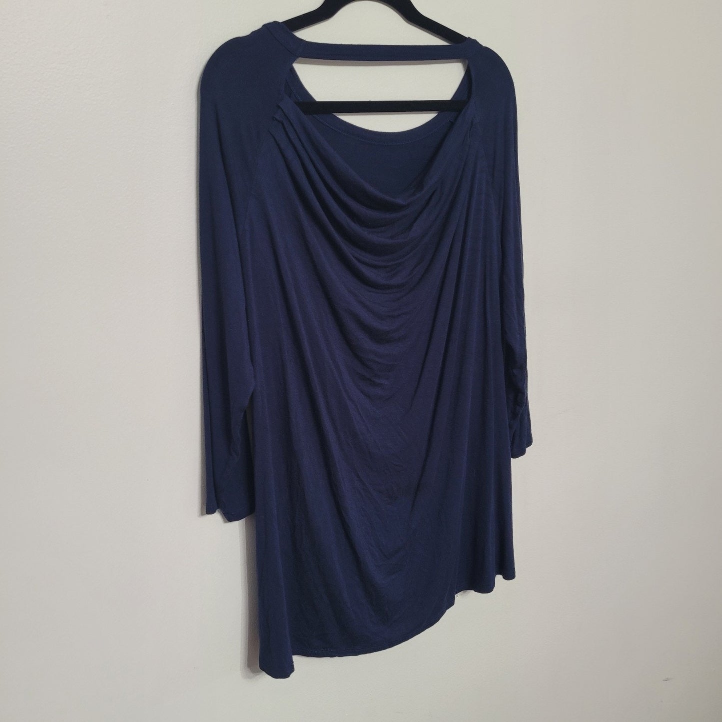 Soft Surroundings Women’s 2X Navy Britannia Draped Back Rayon Top EUC
