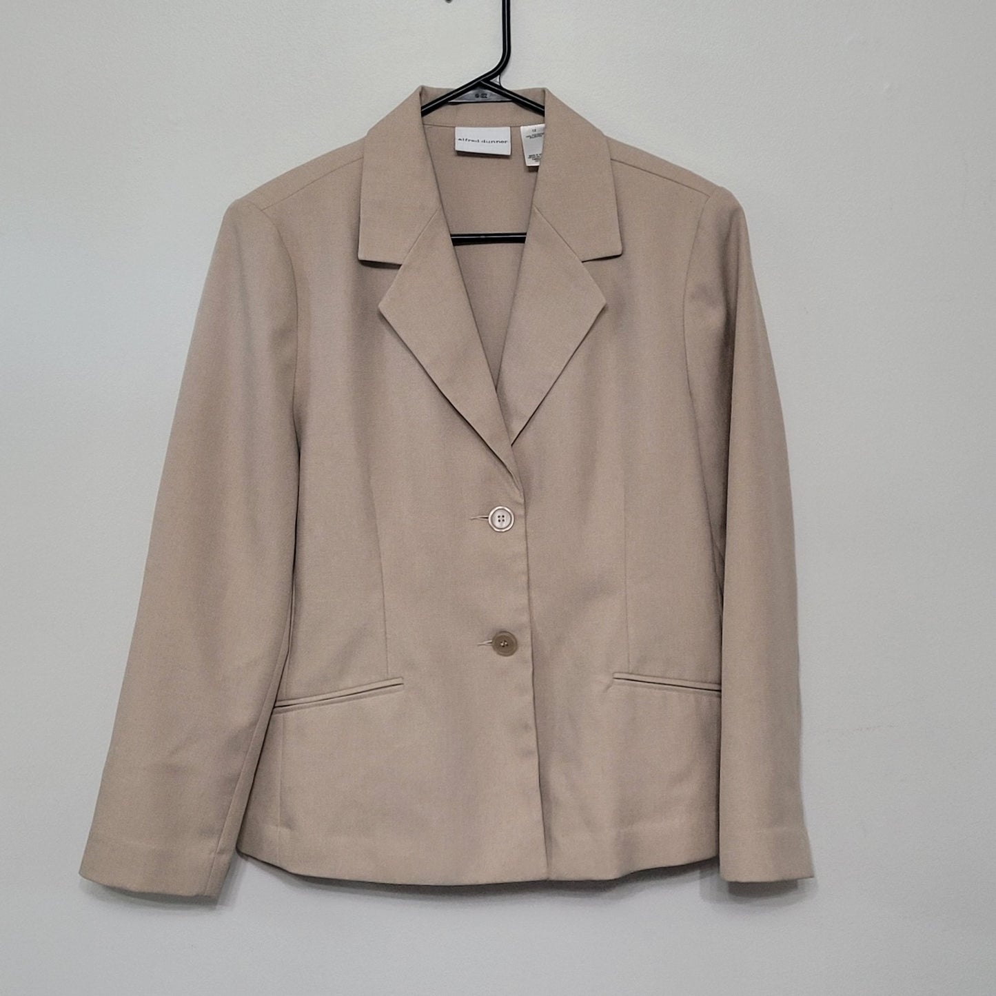 Alfred Dunner Women’s Blazer Size 12 Tan Classic 2-Button Jacket
