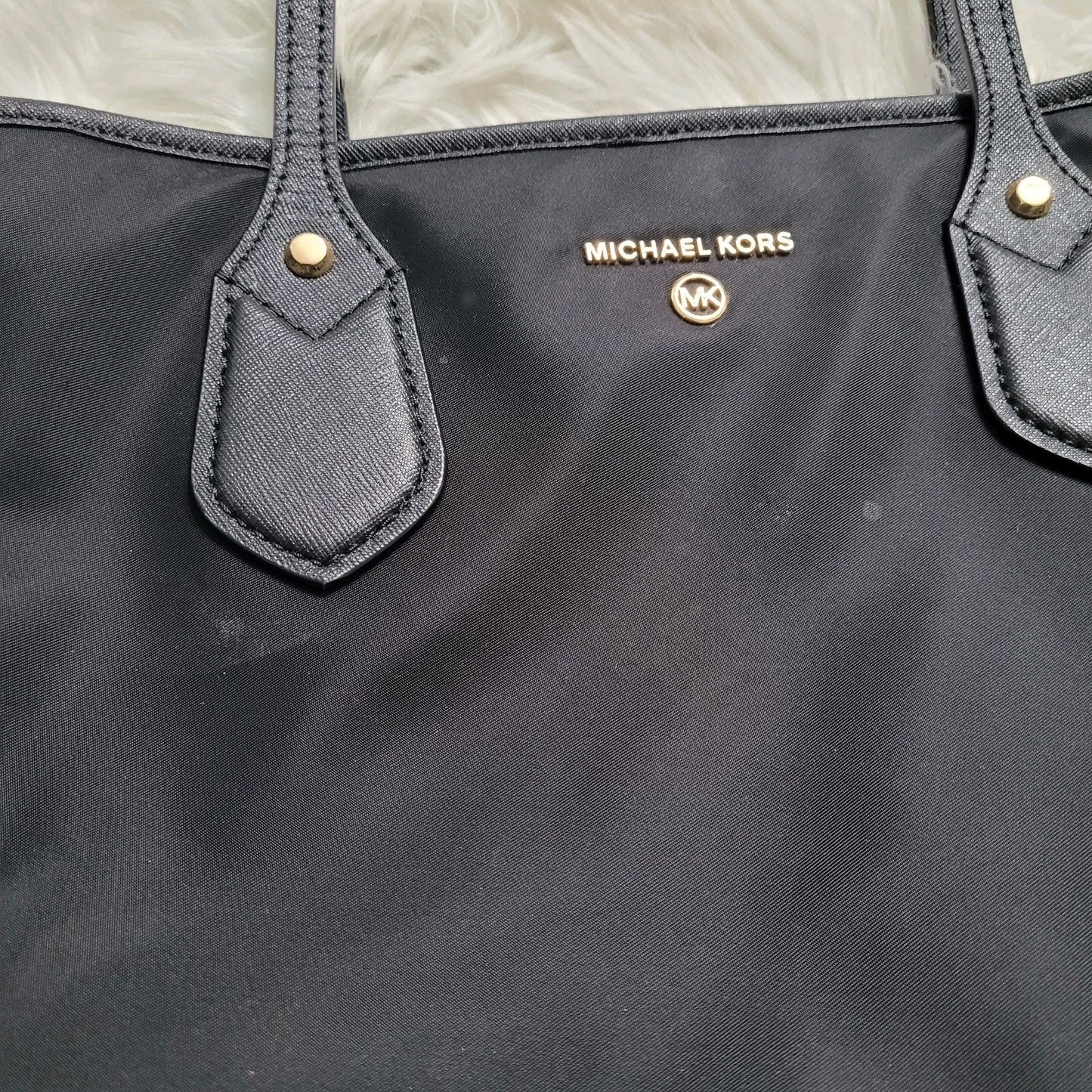 Michael Kors Eva Black Nylon Small Carryall Top Zip Tote, Shoulder Bag EUC