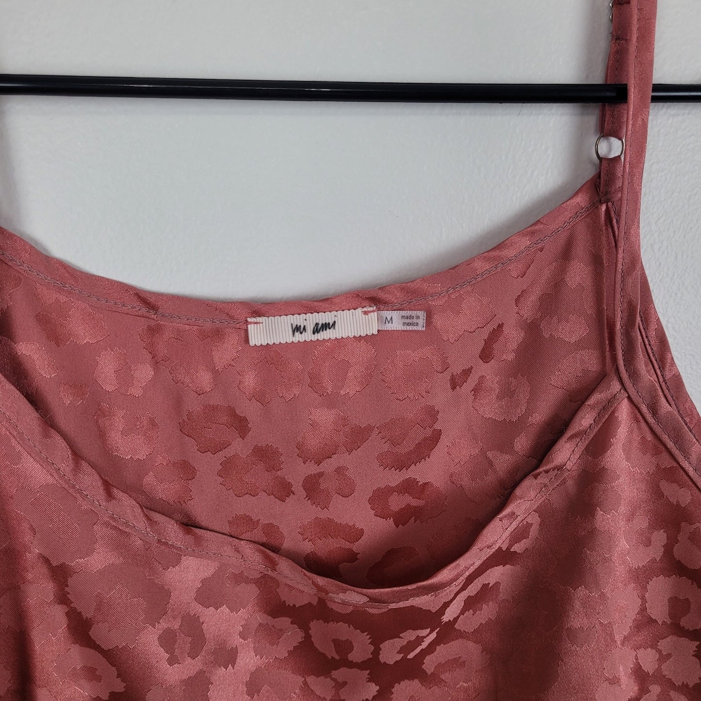 Francesca’s Womens M Leopard Print Satin Sleep Set Pink Ruffle Shorts Cami Sexy