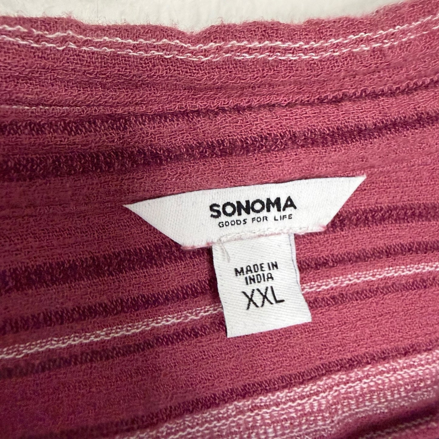 Sonoma Goods for Life Womens XXL Pink Striped Button Shirt Fall Essential