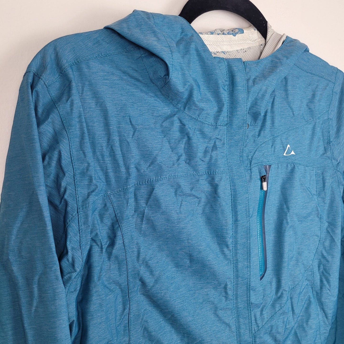 Paradox Rain Jacket Women M Blue Hooded Zip Pockets Lightweight Polyurethane