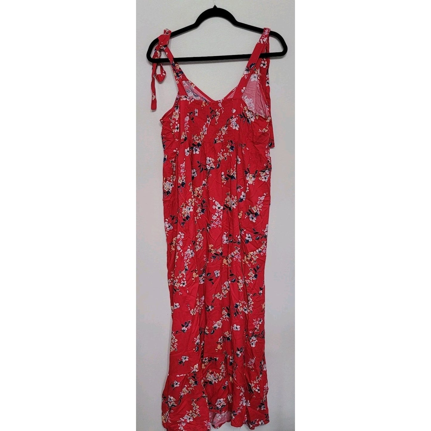 ISABEL MATERNITY RED FLORAL PRINT SMOCKED MAXI DRESS - SIZE XS