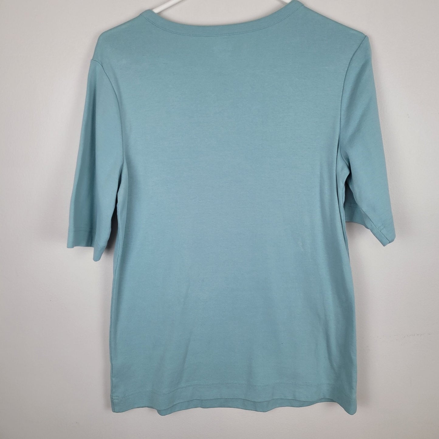 Duluth Trading Co Womens Medium Blue Short Sleeve Crew Neck T-Shirt Top