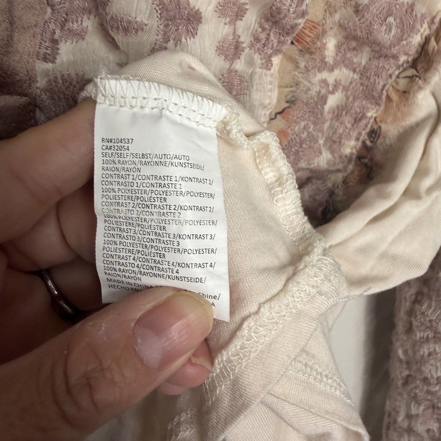 Tiny by Anthropologie Cream & Pink High Neck Lace Front Blouse Size Medium