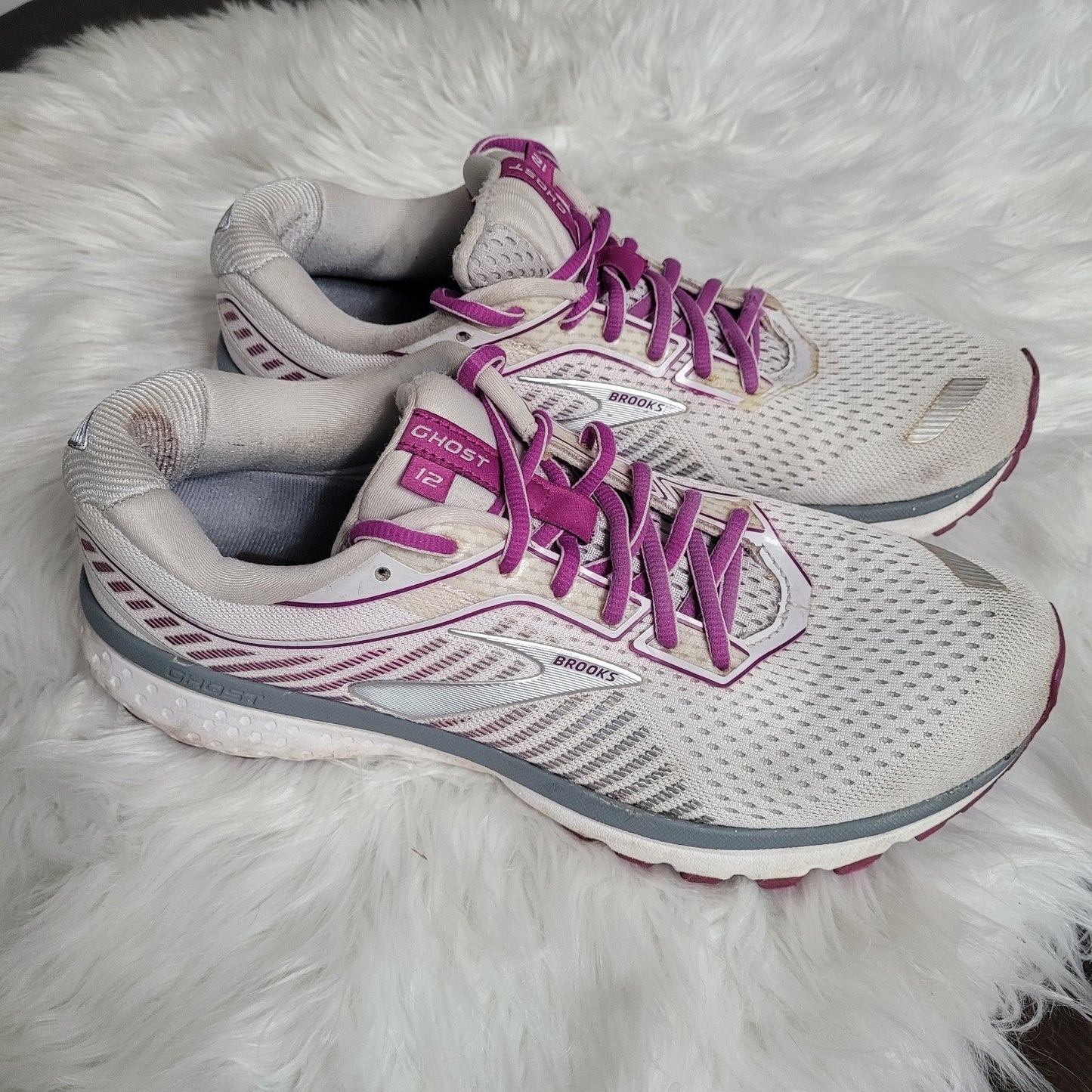 Brooks Ghost 12 Women’s 10 Running Shoes Gray Purple 1203051B186 Sneakers