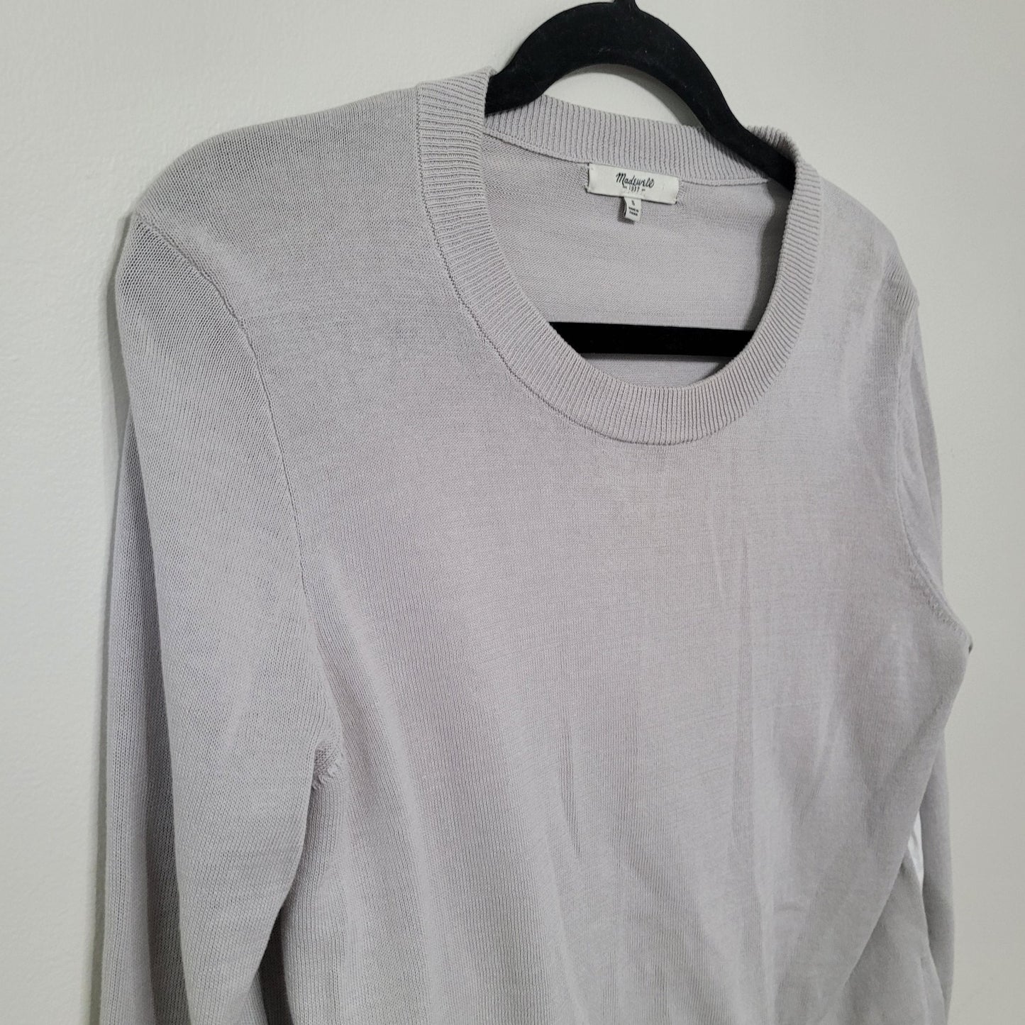 Madewell Cardigan Sweater Large Gray Knit Mixed Media Grandpa Boho