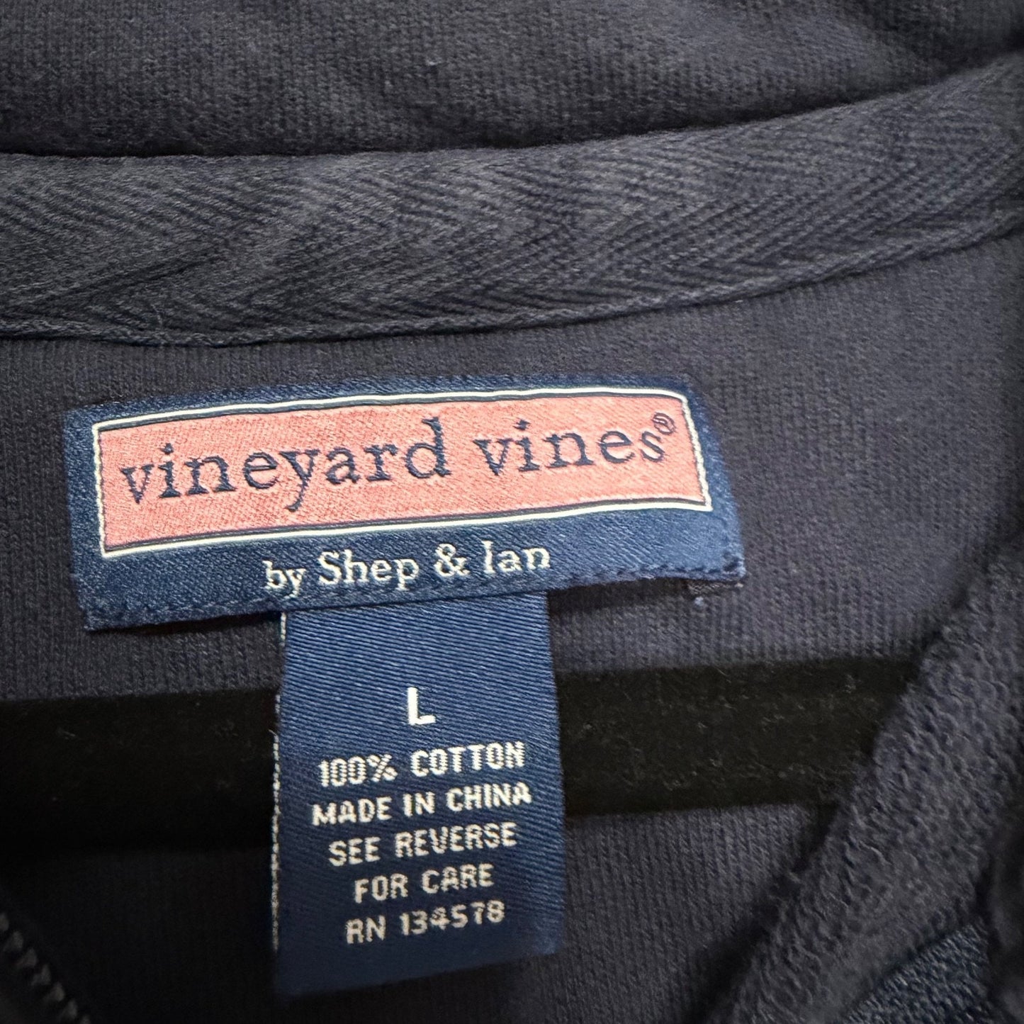 Vineyard Vines Men’s L Navy Quarter Zip Pullover Shep & Ian Classic