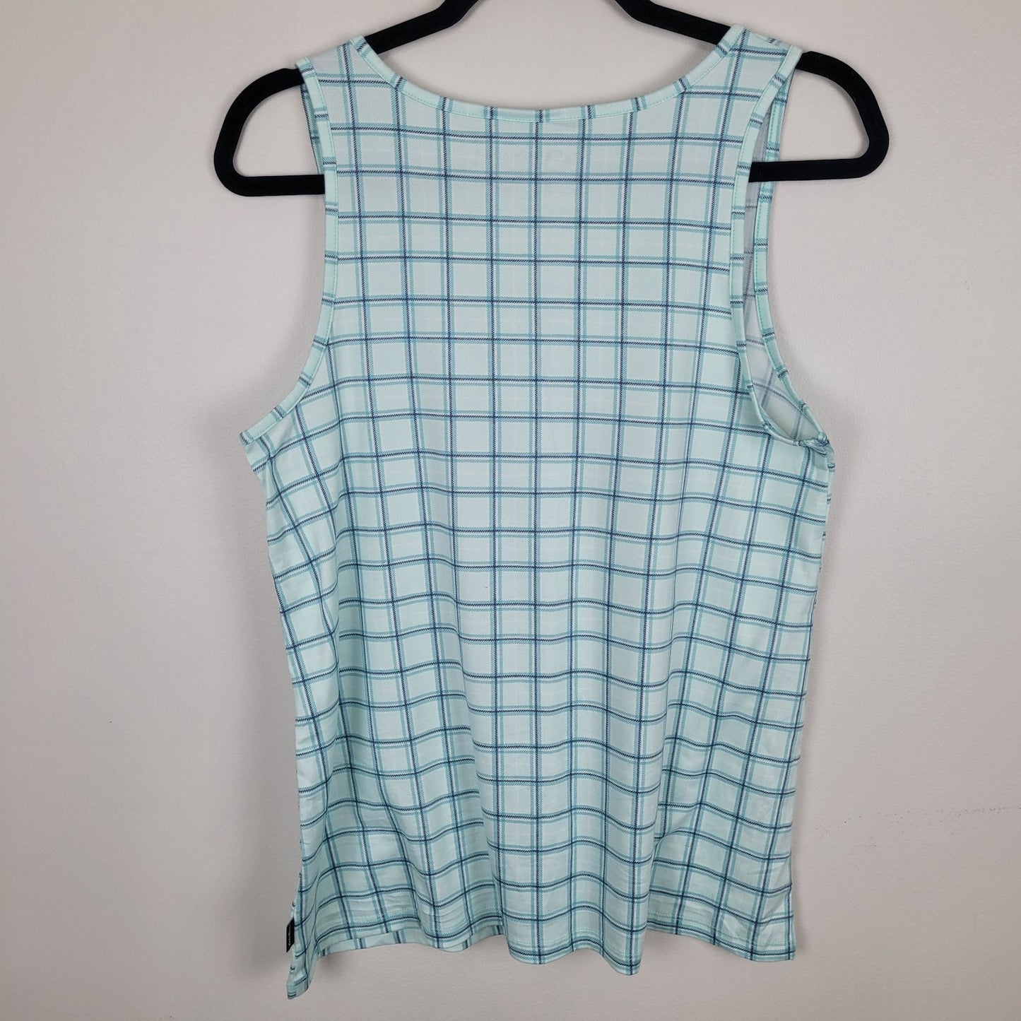 Eddie Bauer Womens Medium Pajama Tank Top Green Gray Plaid Soft Sleepwear Lounge